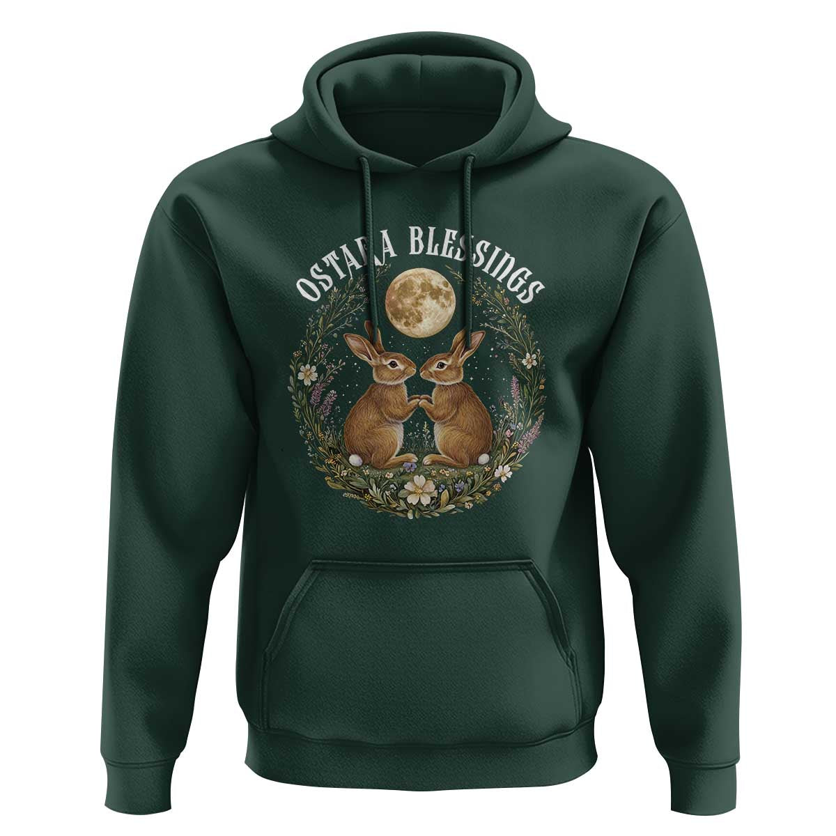 Ostara Blessing Pagan Eostre Easter Day Hoodie Spring Moon Rabbit Spring Equinox Festival