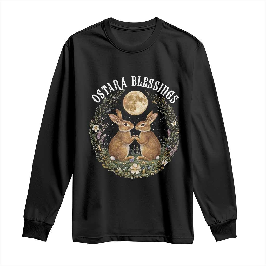 Ostara Blessing Pagan Eostre Easter Day Long Sleeve Shirt Spring Moon Rabbit Spring Equinox Festival