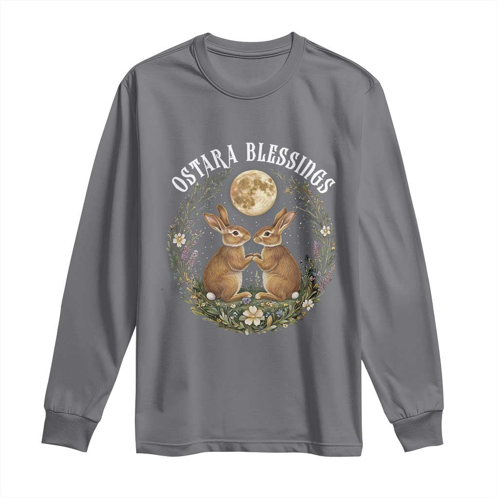 Ostara Blessing Pagan Eostre Easter Day Long Sleeve Shirt Spring Moon Rabbit Spring Equinox Festival