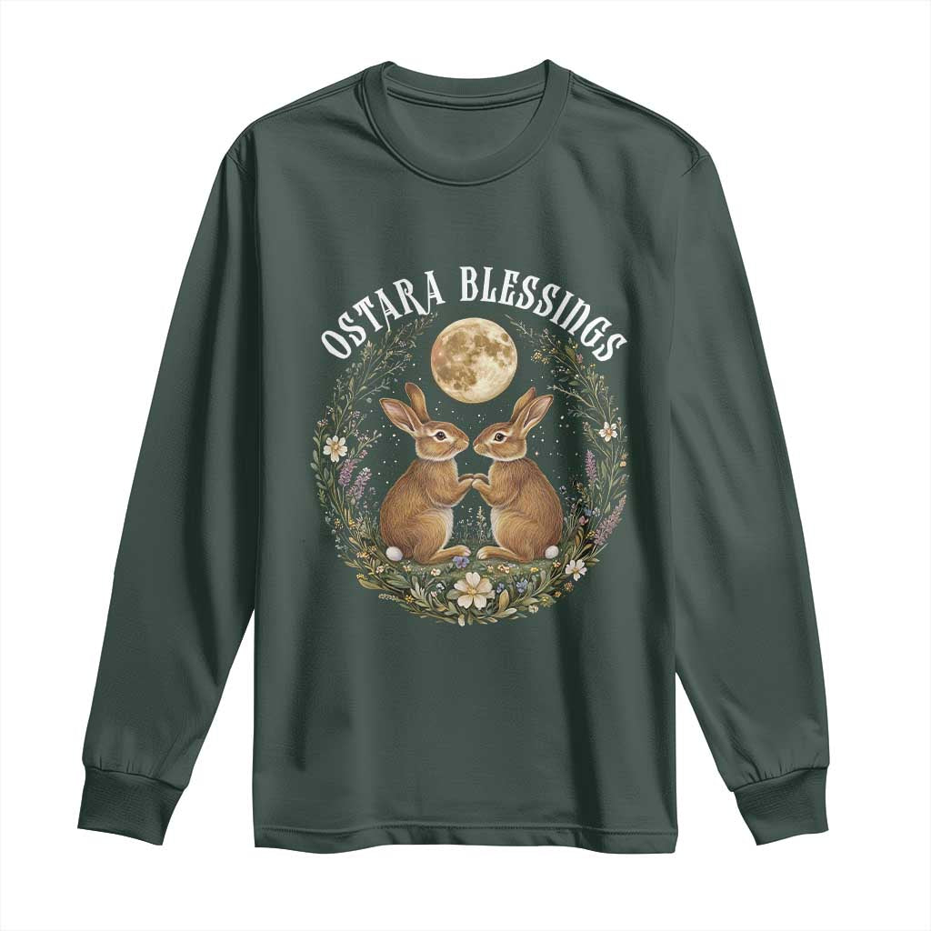 Ostara Blessing Pagan Eostre Easter Day Long Sleeve Shirt Spring Moon Rabbit Spring Equinox Festival