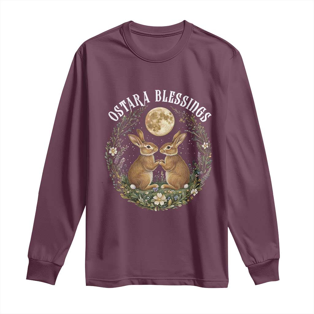 Ostara Blessing Pagan Eostre Easter Day Long Sleeve Shirt Spring Moon Rabbit Spring Equinox Festival