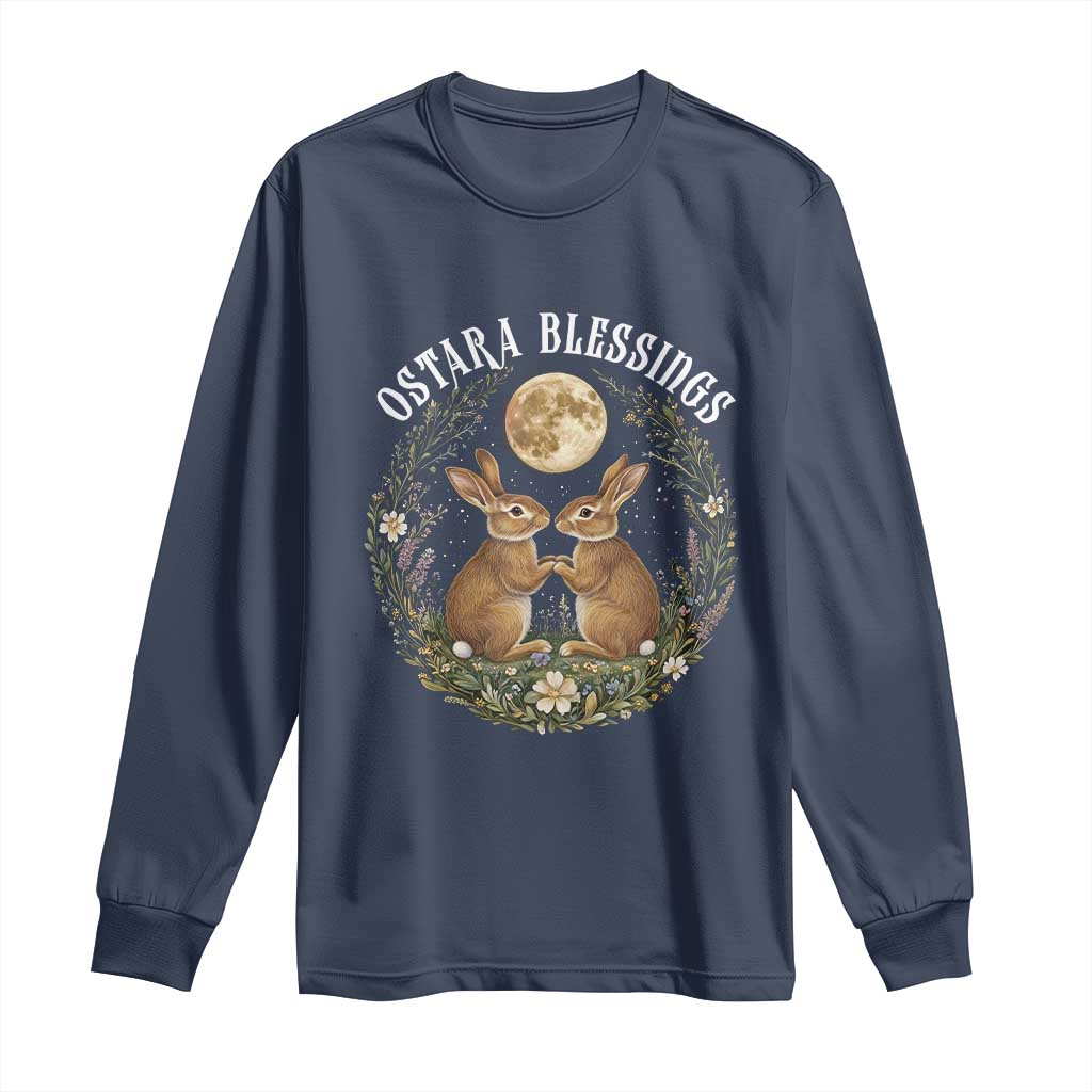 Ostara Blessing Pagan Eostre Easter Day Long Sleeve Shirt Spring Moon Rabbit Spring Equinox Festival