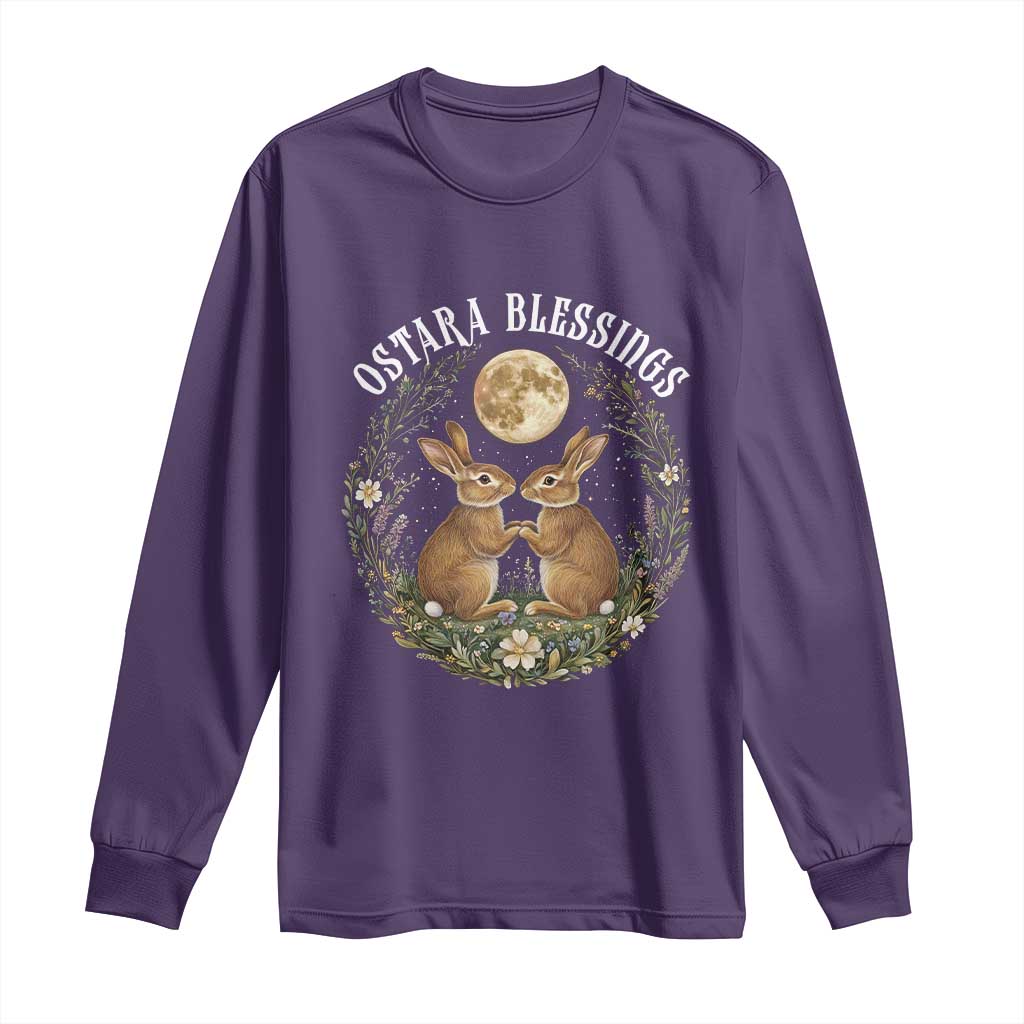 Ostara Blessing Pagan Eostre Easter Day Long Sleeve Shirt Spring Moon Rabbit Spring Equinox Festival
