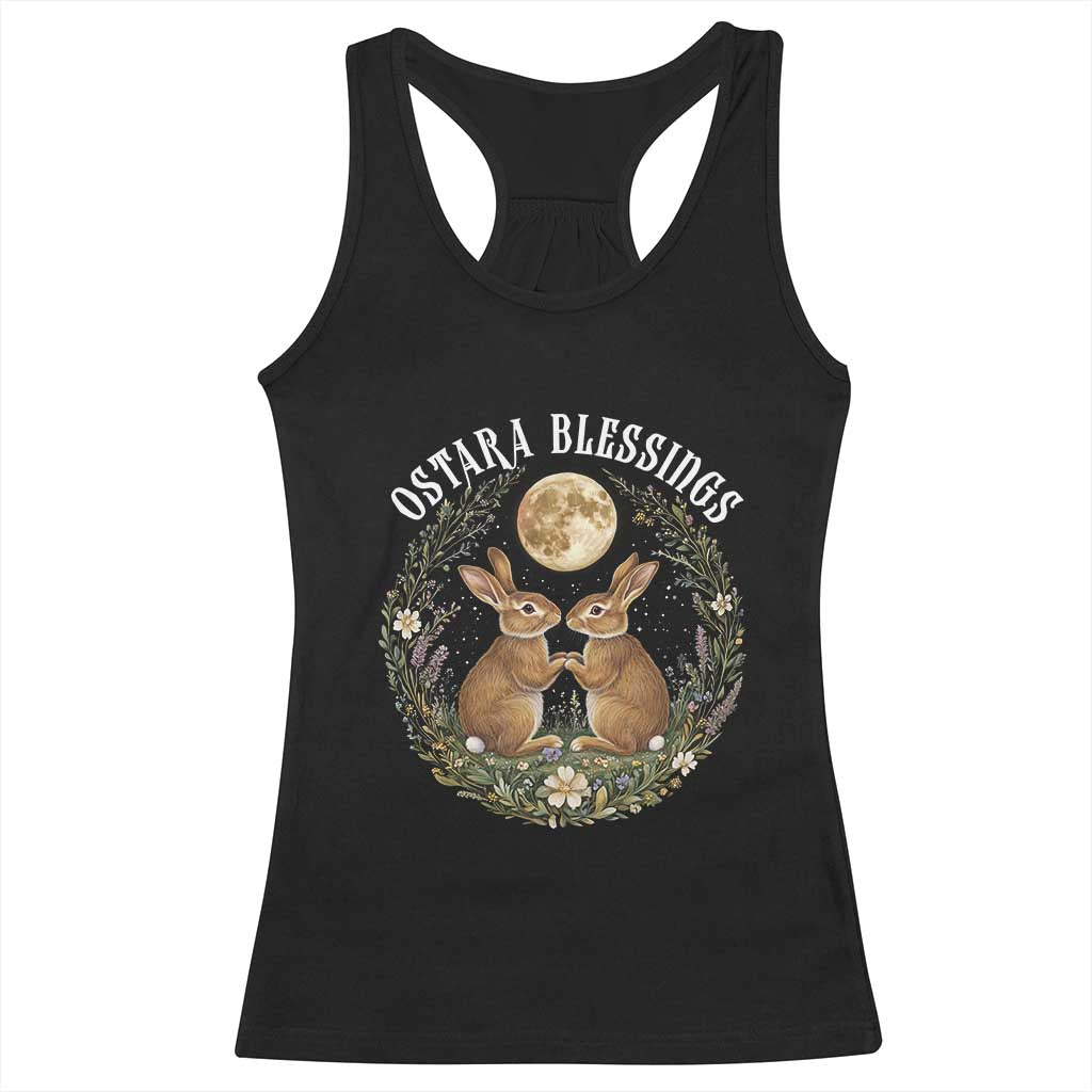 Ostara Blessing Pagan Eostre Easter Day Racerback Tank Top Spring Moon Rabbit Spring Equinox Festival