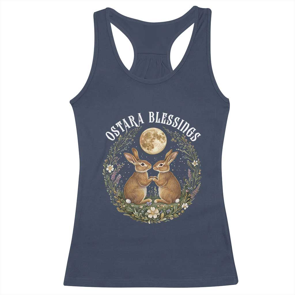 Ostara Blessing Pagan Eostre Easter Day Racerback Tank Top Spring Moon Rabbit Spring Equinox Festival