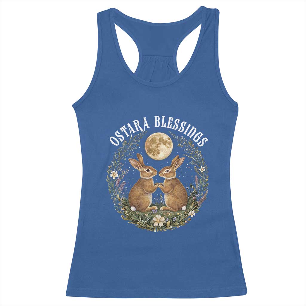 Ostara Blessing Pagan Eostre Easter Day Racerback Tank Top Spring Moon Rabbit Spring Equinox Festival