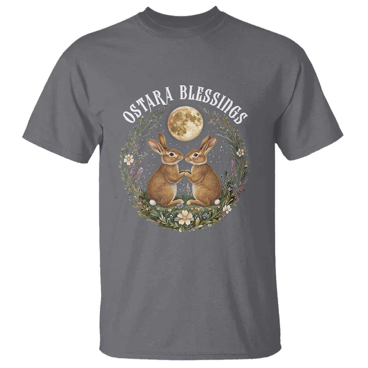Ostara Blessing Pagan Eostre Easter Day T Shirt Spring Moon Rabbit Spring Equinox Festival