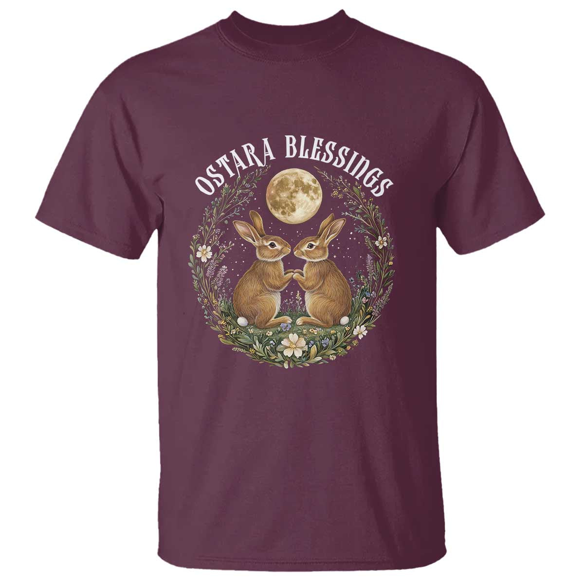 Ostara Blessing Pagan Eostre Easter Day T Shirt Spring Moon Rabbit Spring Equinox Festival