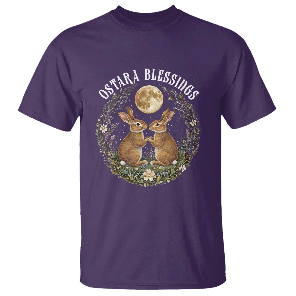 Ostara Blessing Pagan Eostre Easter Day T Shirt Spring Moon Rabbit Spring Equinox Festival