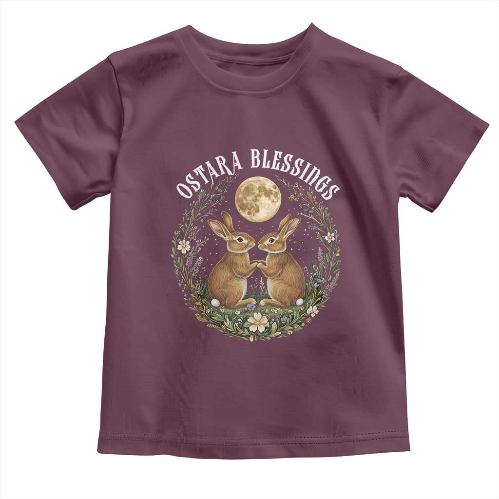 Ostara Blessing Pagan Eostre Easter Day Toddler T Shirt Spring Moon Rabbit Spring Equinox Festival