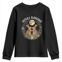 Ostara Blessing Pagan Eostre Easter Day Youth Sweatshirt Spring Moon Rabbit Spring Equinox Festival