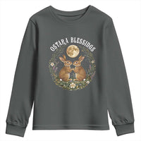 Ostara Blessing Pagan Eostre Easter Day Youth Sweatshirt Spring Moon Rabbit Spring Equinox Festival