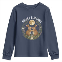 Ostara Blessing Pagan Eostre Easter Day Youth Sweatshirt Spring Moon Rabbit Spring Equinox Festival