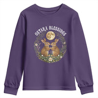 Ostara Blessing Pagan Eostre Easter Day Youth Sweatshirt Spring Moon Rabbit Spring Equinox Festival