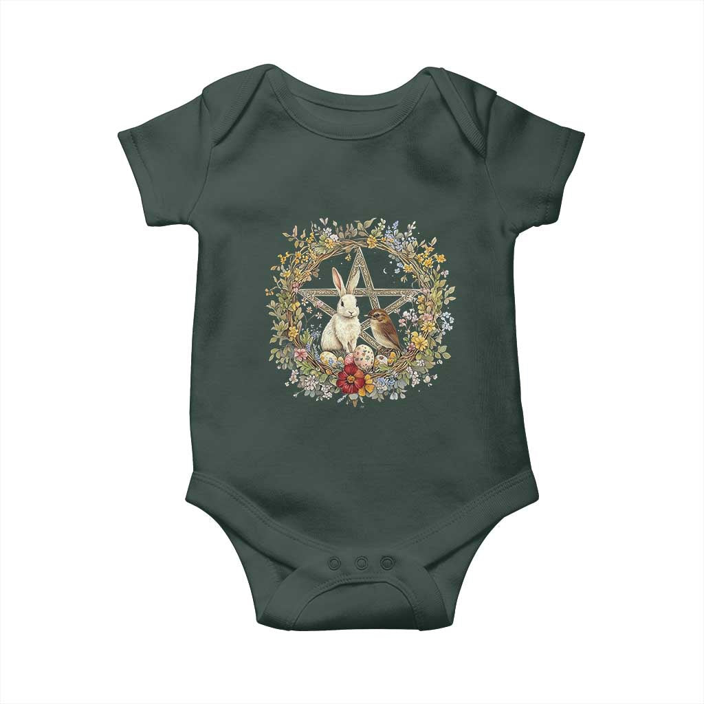 Ostara Blessing Pagan Eostre Easter Day Baby Onesie Rabbit Bird Wiccan Pentagram