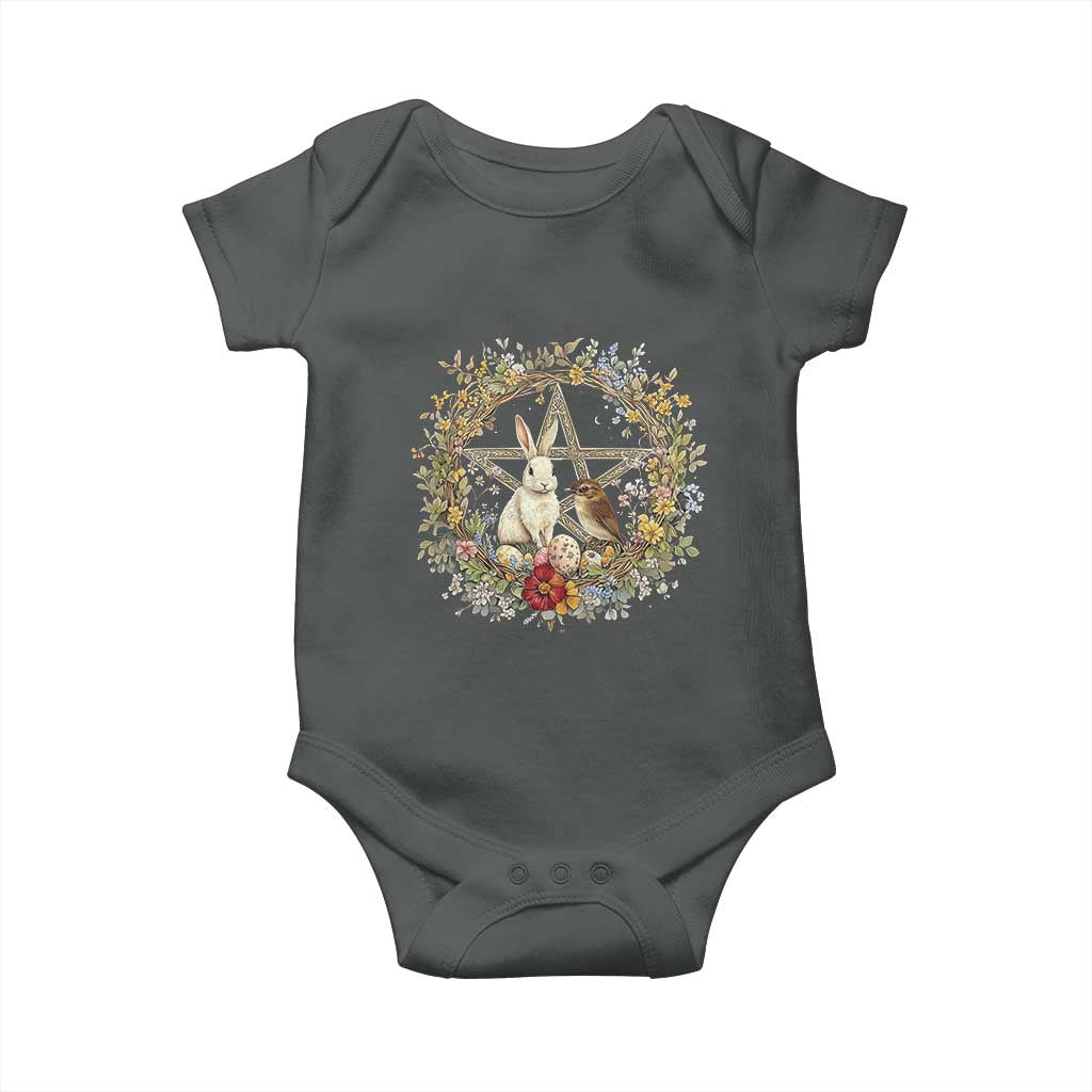 Ostara Blessing Pagan Eostre Easter Day Baby Onesie Rabbit Bird Wiccan Pentagram
