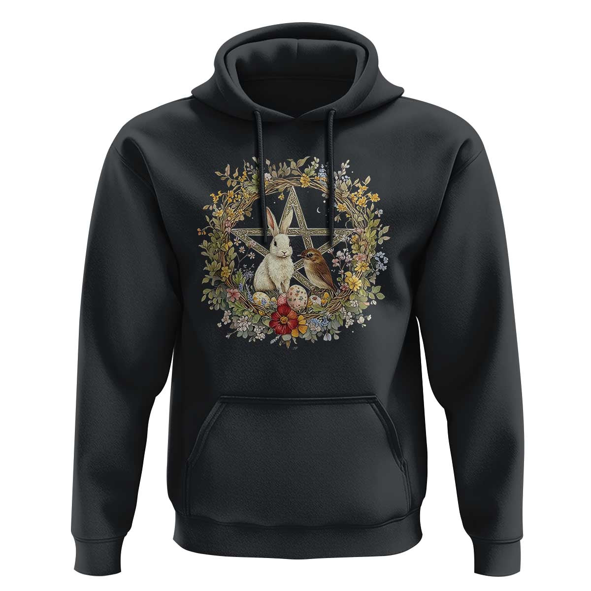 Ostara Blessing Pagan Eostre Easter Day Hoodie Rabbit Bird Wiccan Pentagram