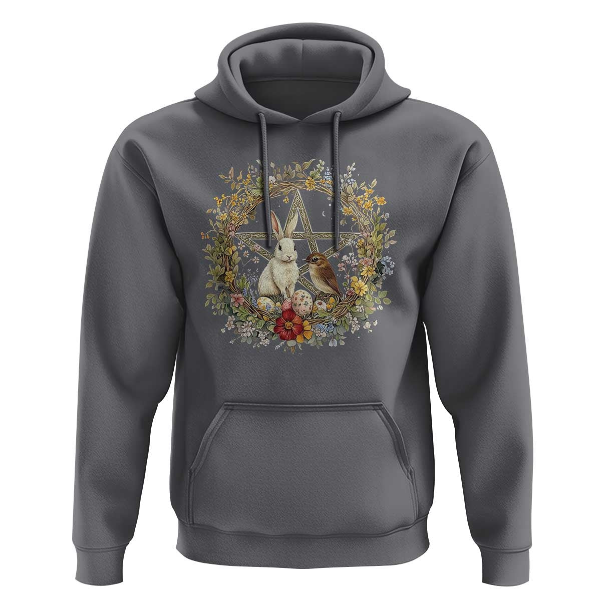 Ostara Blessing Pagan Eostre Easter Day Hoodie Rabbit Bird Wiccan Pentagram