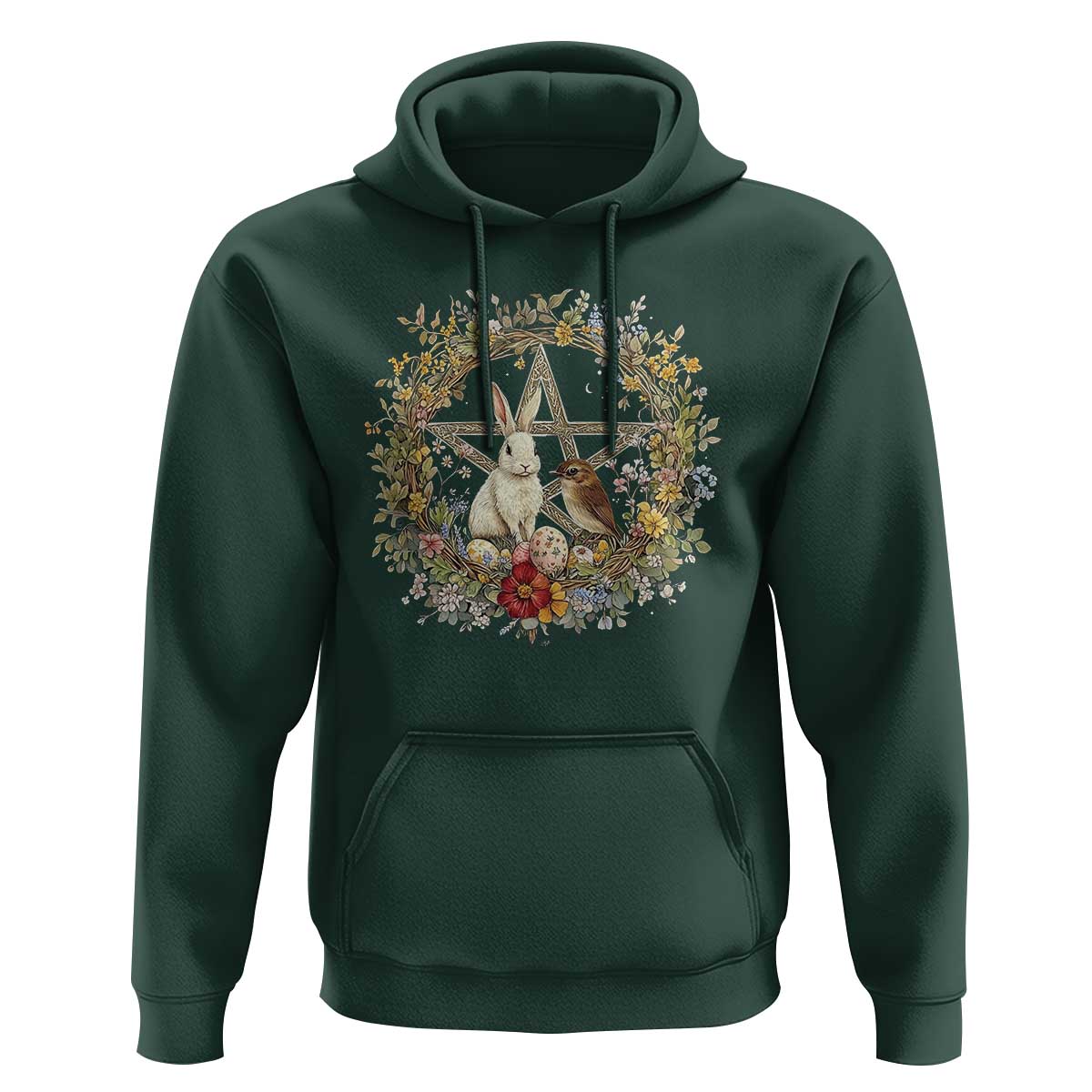 Ostara Blessing Pagan Eostre Easter Day Hoodie Rabbit Bird Wiccan Pentagram