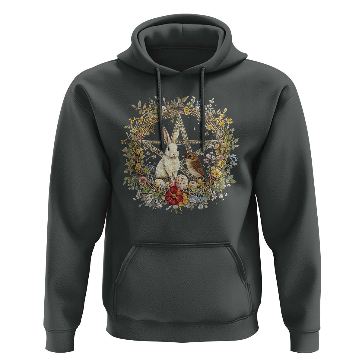 Ostara Blessing Pagan Eostre Easter Day Hoodie Rabbit Bird Wiccan Pentagram
