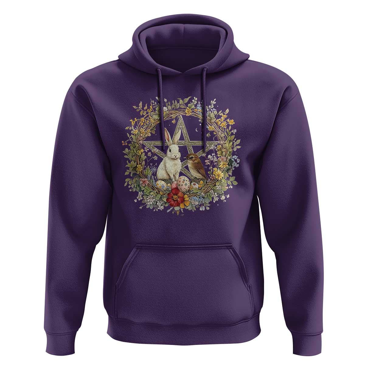 Ostara Blessing Pagan Eostre Easter Day Hoodie Rabbit Bird Wiccan Pentagram