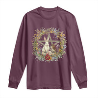Ostara Blessing Pagan Eostre Easter Day Long Sleeve Shirt Rabbit Bird Wiccan Pentagram