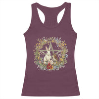 Ostara Blessing Pagan Eostre Easter Day Racerback Tank Top Rabbit Bird Wiccan Pentagram