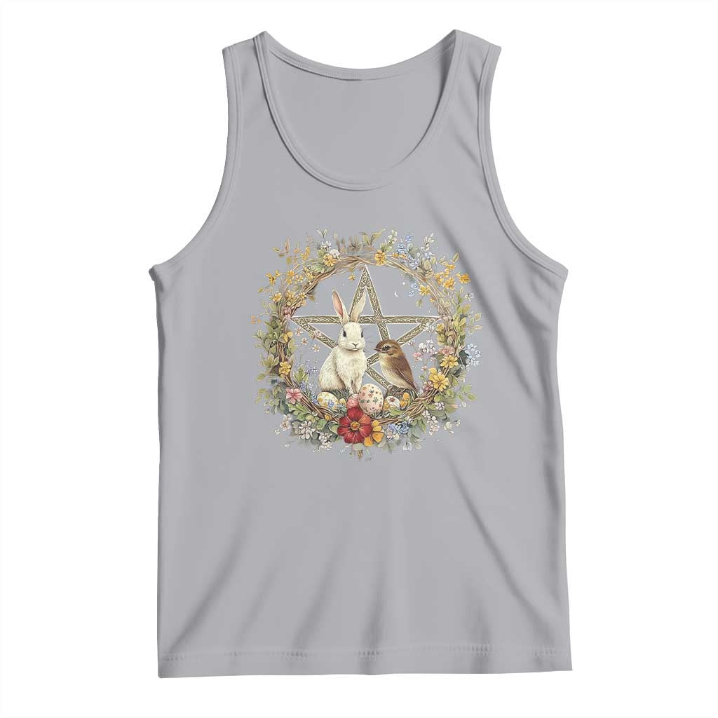Ostara Blessing Pagan Eostre Easter Day Tank Top Rabbit Bird Wiccan Pentagram