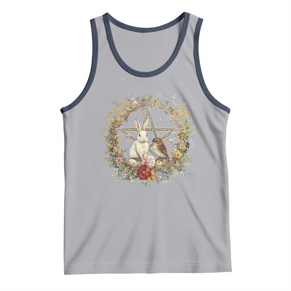 Ostara Blessing Pagan Eostre Easter Day Tank Top Rabbit Bird Wiccan Pentagram