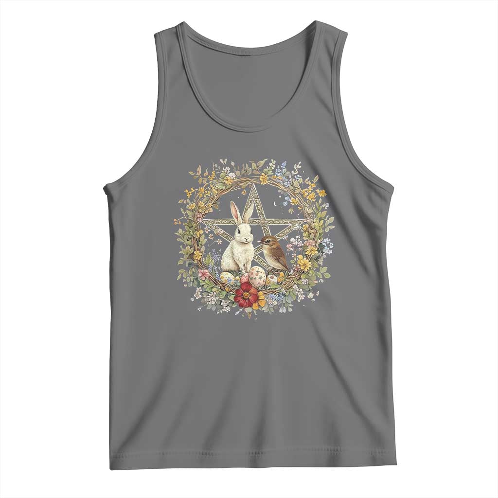Ostara Blessing Pagan Eostre Easter Day Tank Top Rabbit Bird Wiccan Pentagram
