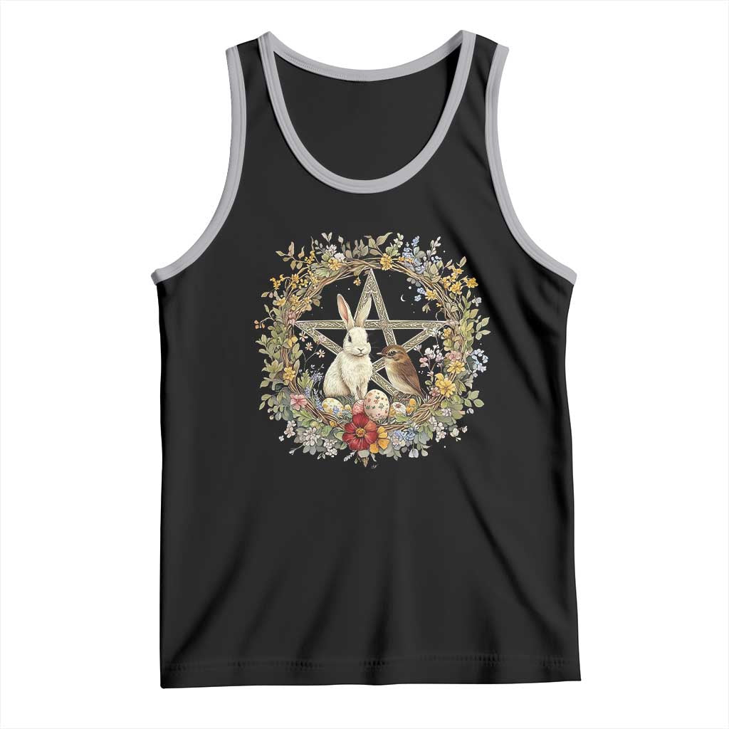 Ostara Blessing Pagan Eostre Easter Day Tank Top Rabbit Bird Wiccan Pentagram