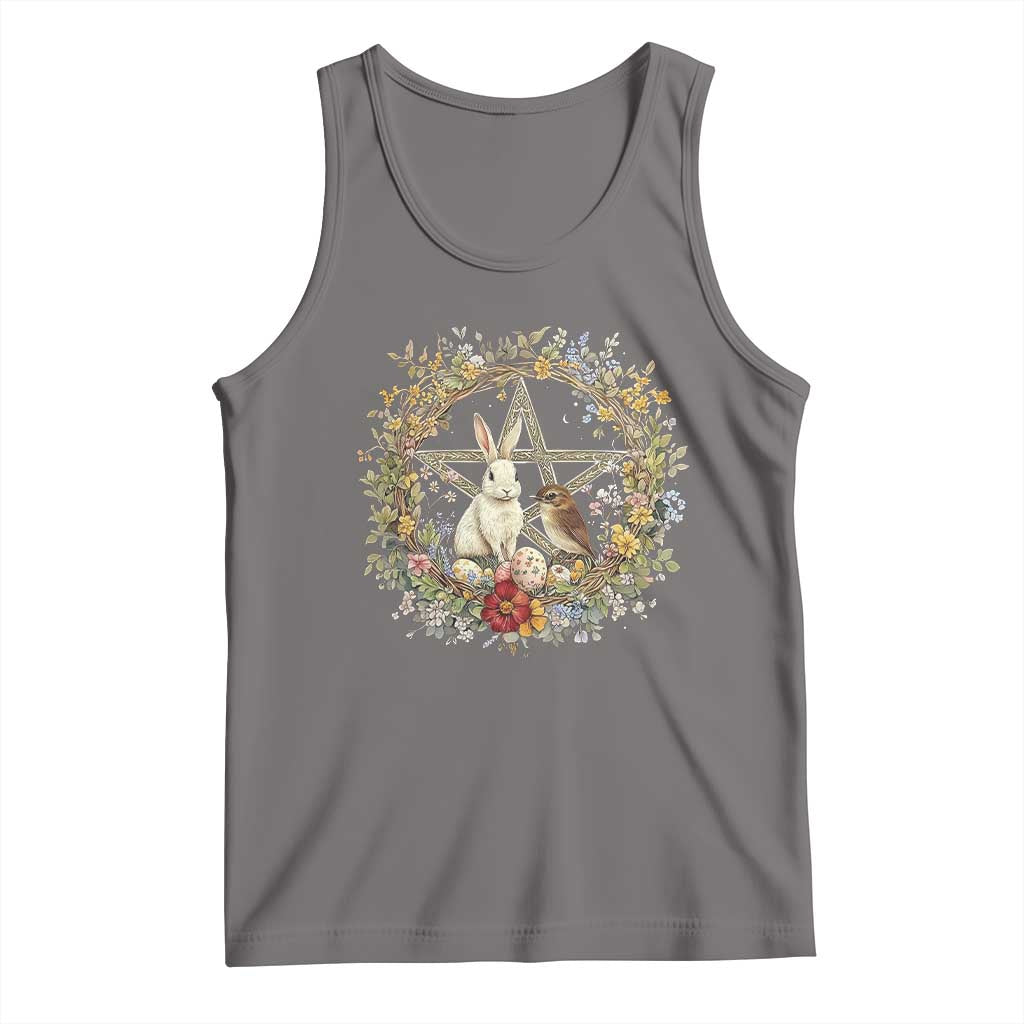 Ostara Blessing Pagan Eostre Easter Day Tank Top Rabbit Bird Wiccan Pentagram