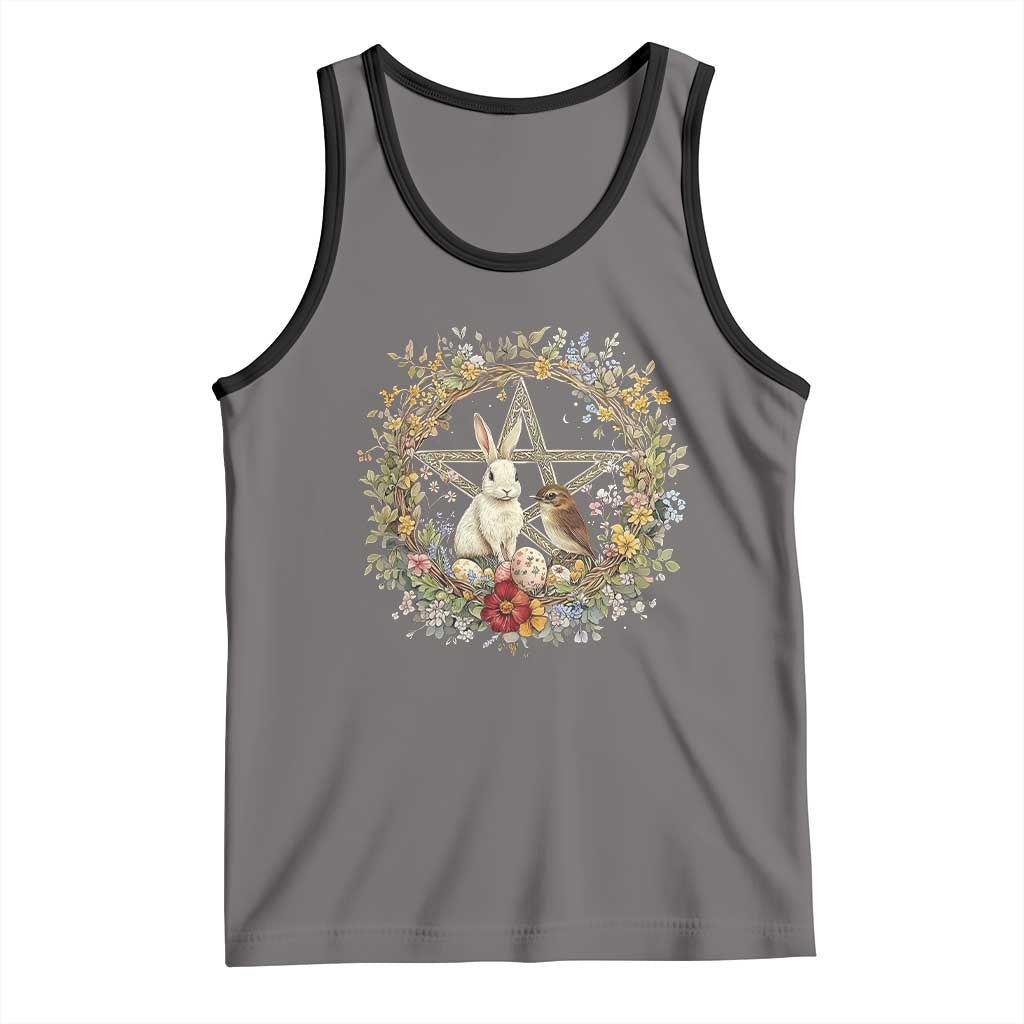 Ostara Blessing Pagan Eostre Easter Day Tank Top Rabbit Bird Wiccan Pentagram