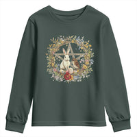 Ostara Blessing Pagan Eostre Easter Day Youth Sweatshirt Rabbit Bird Wiccan Pentagram