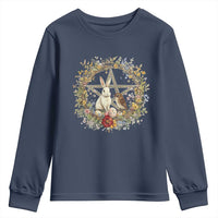 Ostara Blessing Pagan Eostre Easter Day Youth Sweatshirt Rabbit Bird Wiccan Pentagram