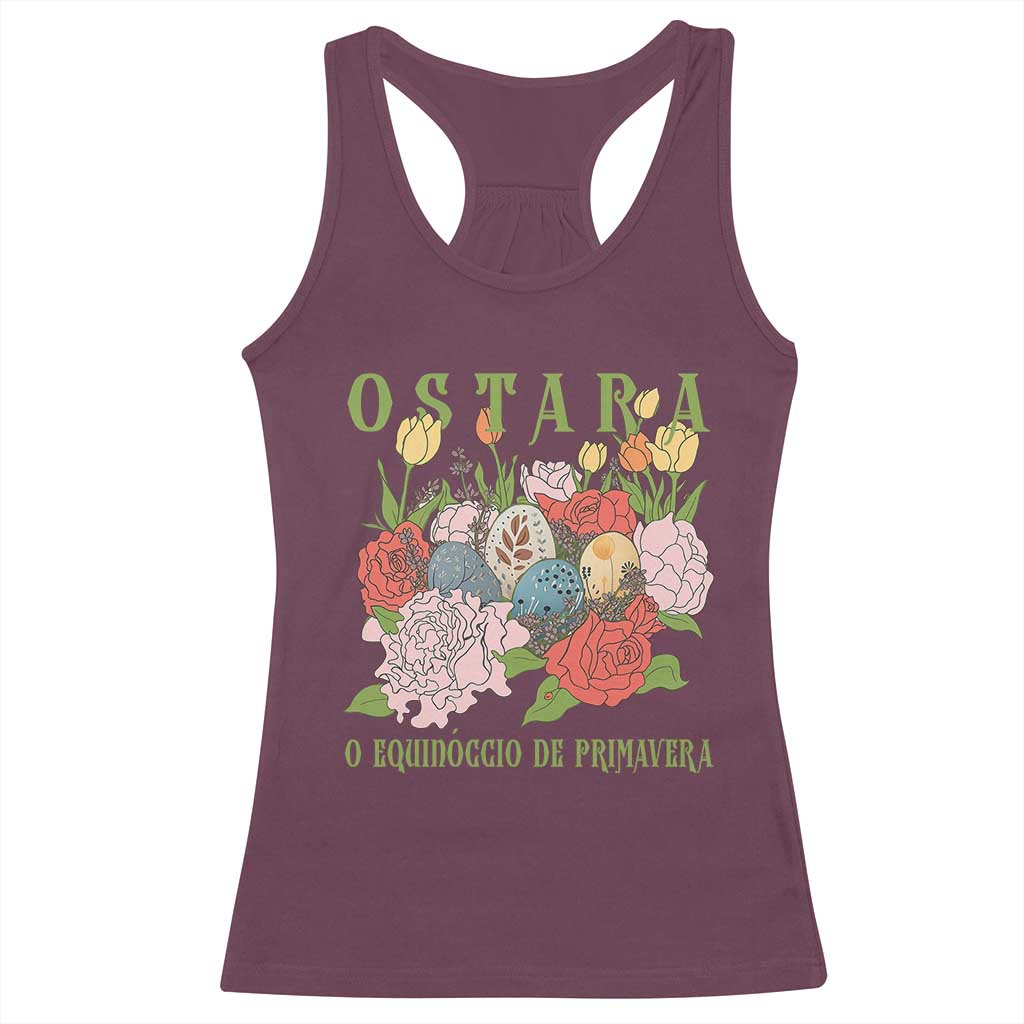 Ostara Eostre Easter Day Racerback Tank Top O Equinoccio De Primavera Eggs Flowers