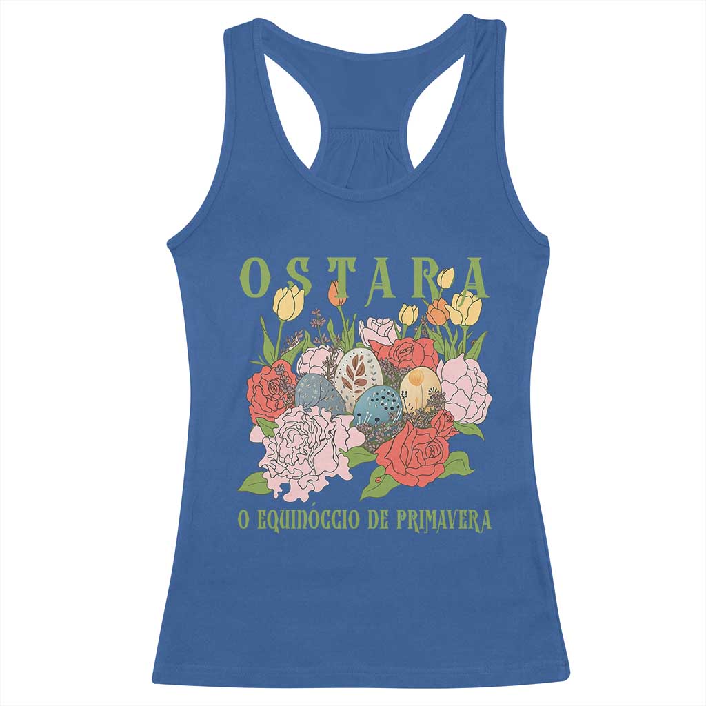 Ostara Eostre Easter Day Racerback Tank Top O Equinoccio De Primavera Eggs Flowers
