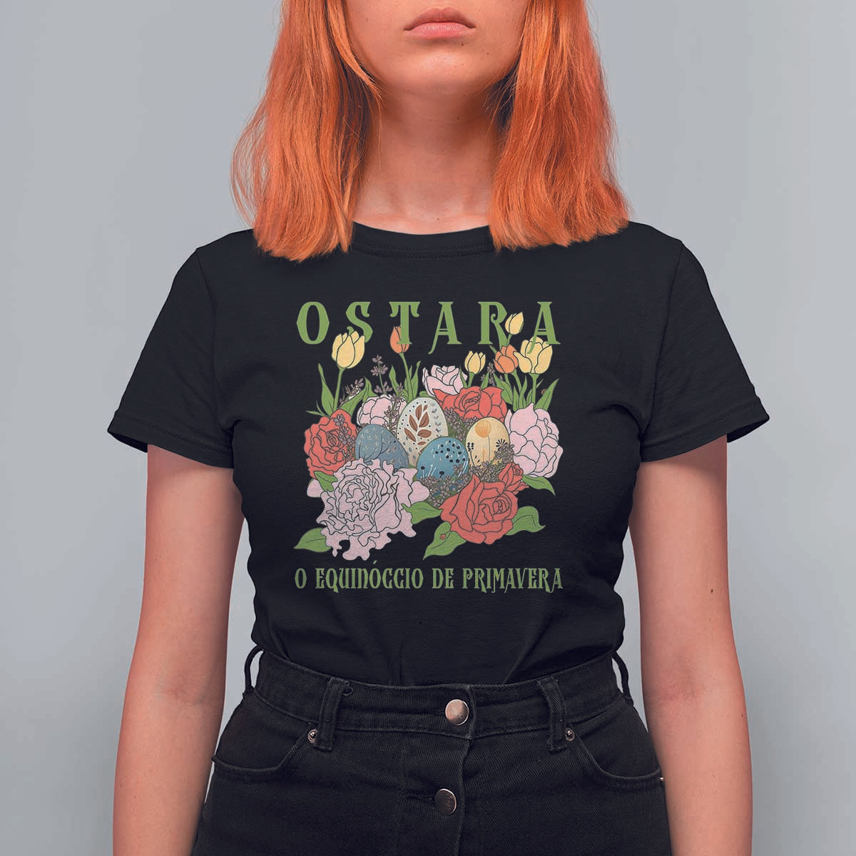 Ostara Eostre Easter Day T Shirt For Women O Equinoccio De Primavera Eggs Flowers