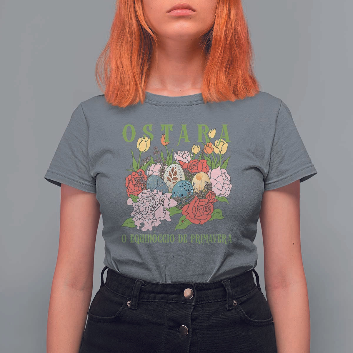 Ostara Eostre Easter Day T Shirt For Women O Equinoccio De Primavera Eggs Flowers