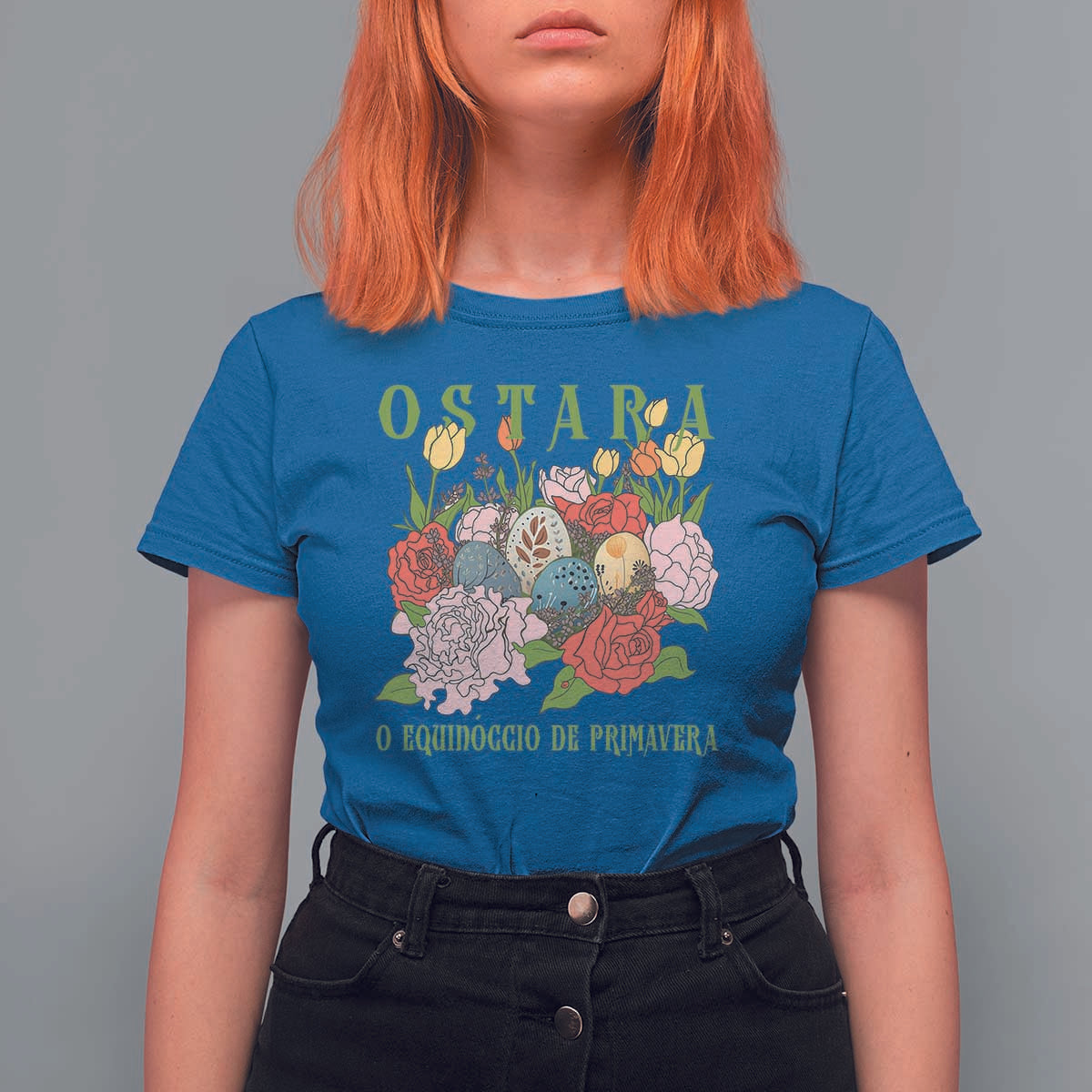 Ostara Eostre Easter Day T Shirt For Women O Equinoccio De Primavera Eggs Flowers