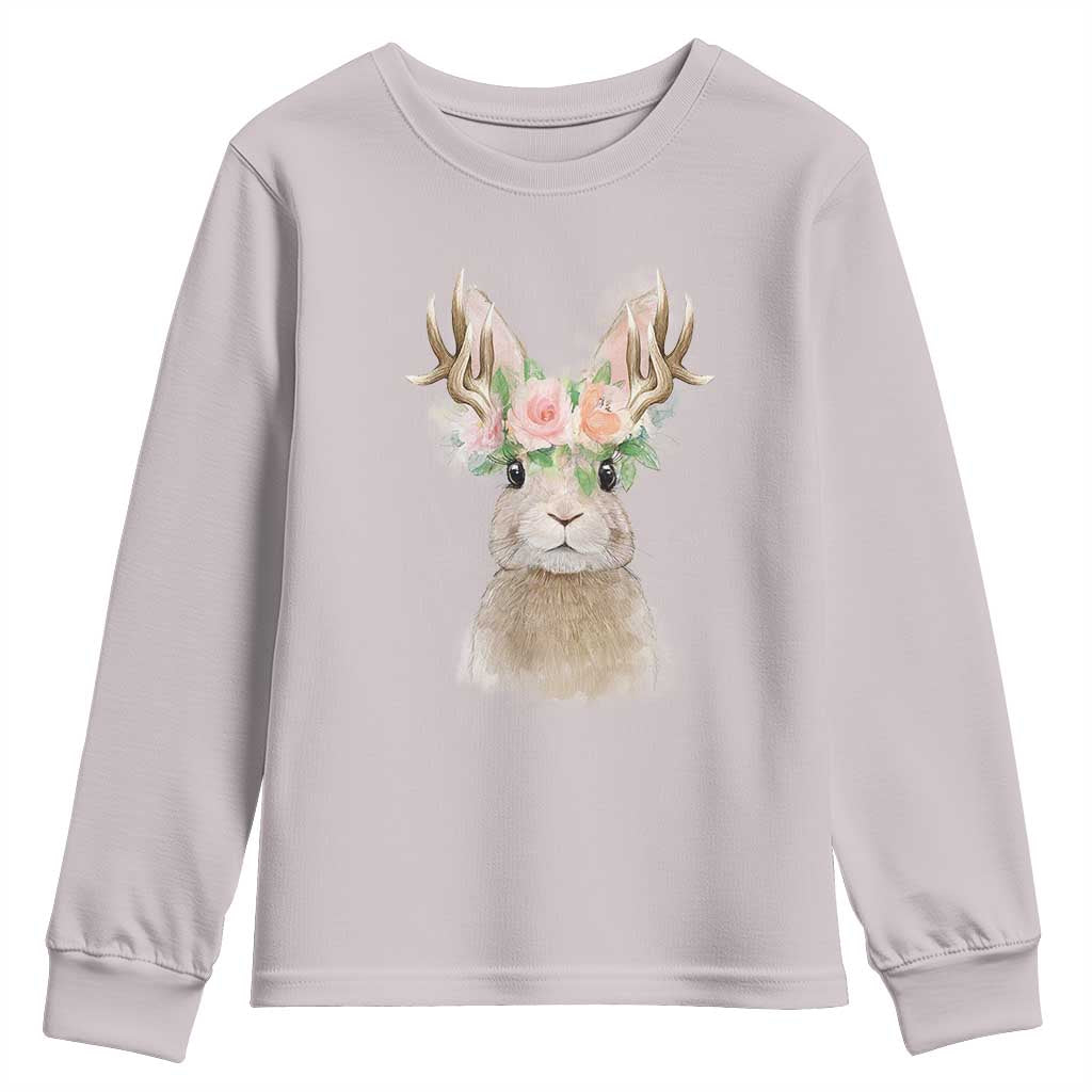 Ostara Pagan Eostre Easter Day Youth Sweatshirt Rabbit Wolpertinger Spring Equinox Festival