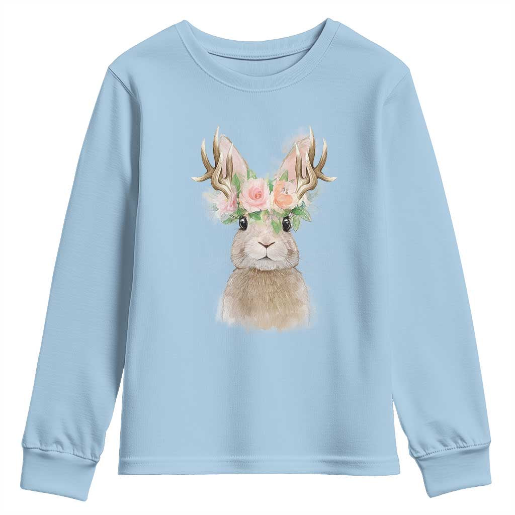Ostara Pagan Eostre Easter Day Youth Sweatshirt Rabbit Wolpertinger Spring Equinox Festival