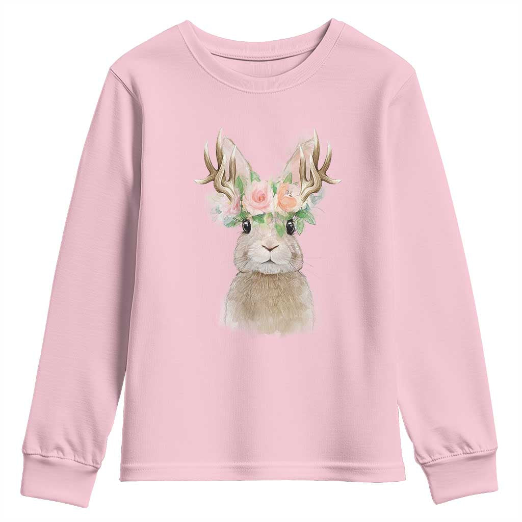 Ostara Pagan Eostre Easter Day Youth Sweatshirt Rabbit Wolpertinger Spring Equinox Festival