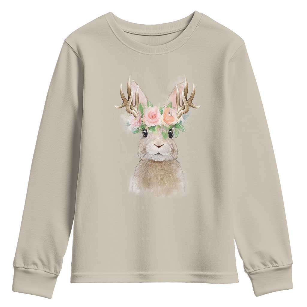 Ostara Pagan Eostre Easter Day Youth Sweatshirt Rabbit Wolpertinger Spring Equinox Festival