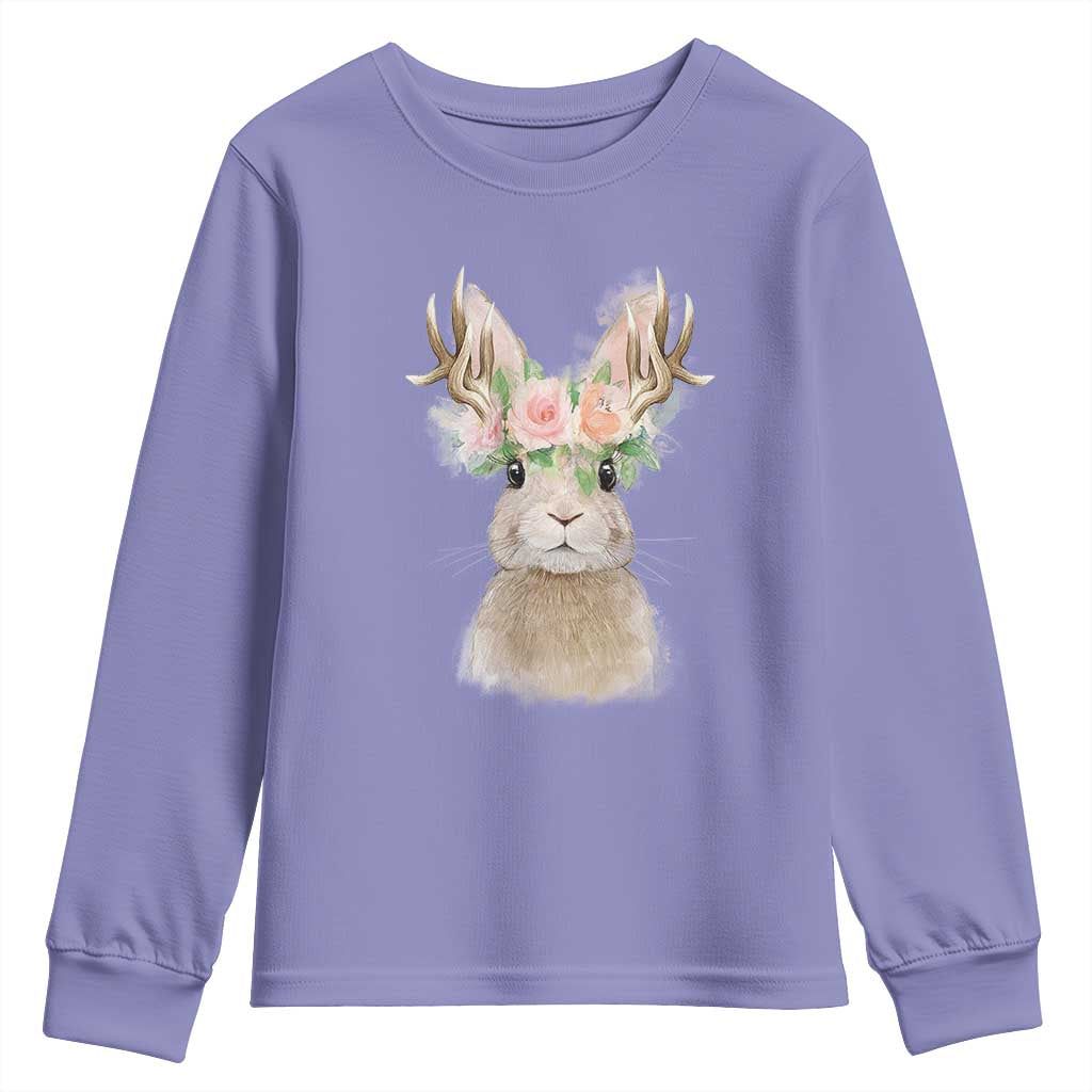 Ostara Pagan Eostre Easter Day Youth Sweatshirt Rabbit Wolpertinger Spring Equinox Festival
