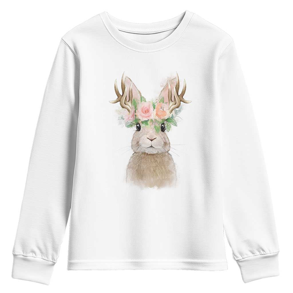 Ostara Pagan Eostre Easter Day Youth Sweatshirt Rabbit Wolpertinger Spring Equinox Festival