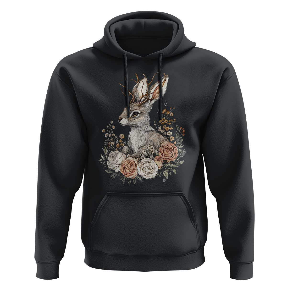 Easter Day Jackalope Vintage Floral Cottagecore Hoodie