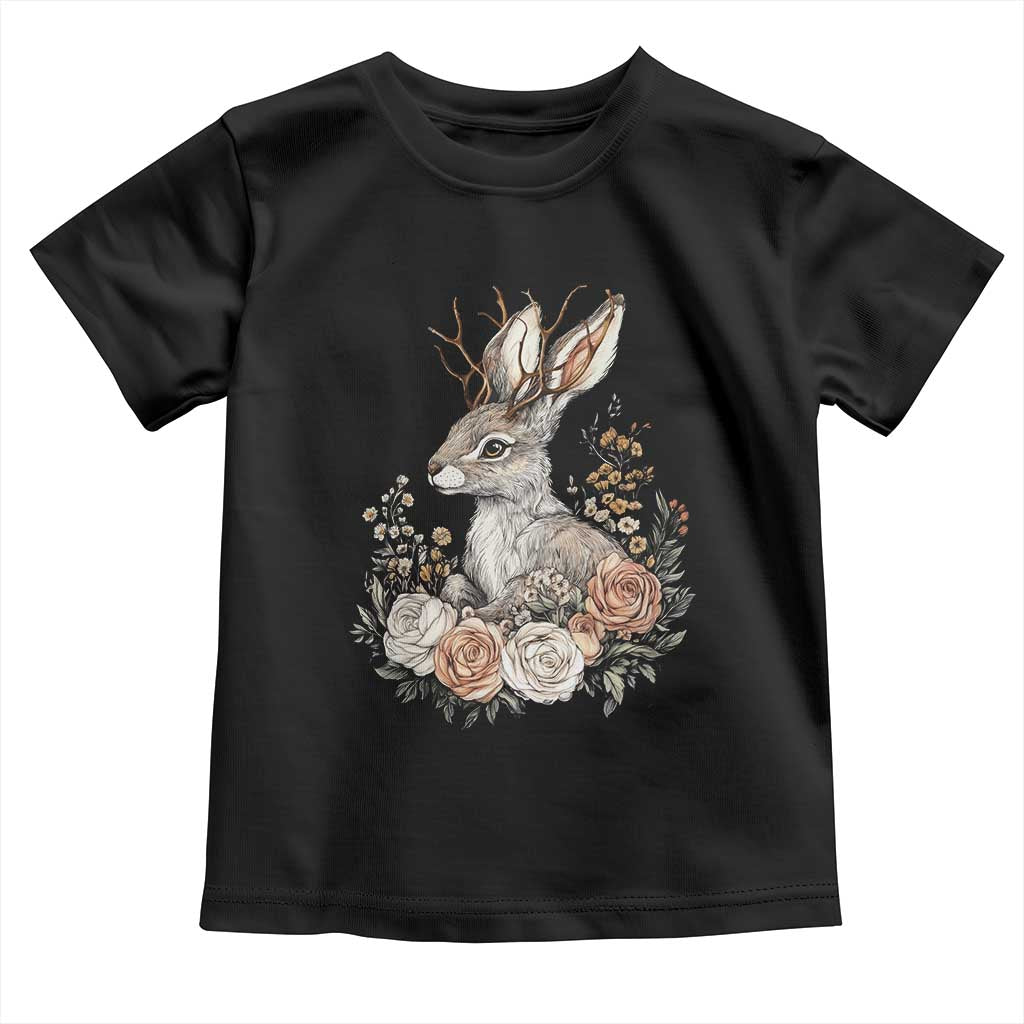 Easter Day Jackalope Vintage Floral Cottagecore Toddler T Shirt