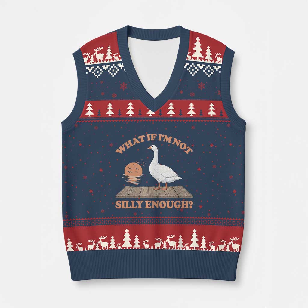 What If I'm Not Silly Enough Funny Silly Goose V-Neck Knit Sweater Vest