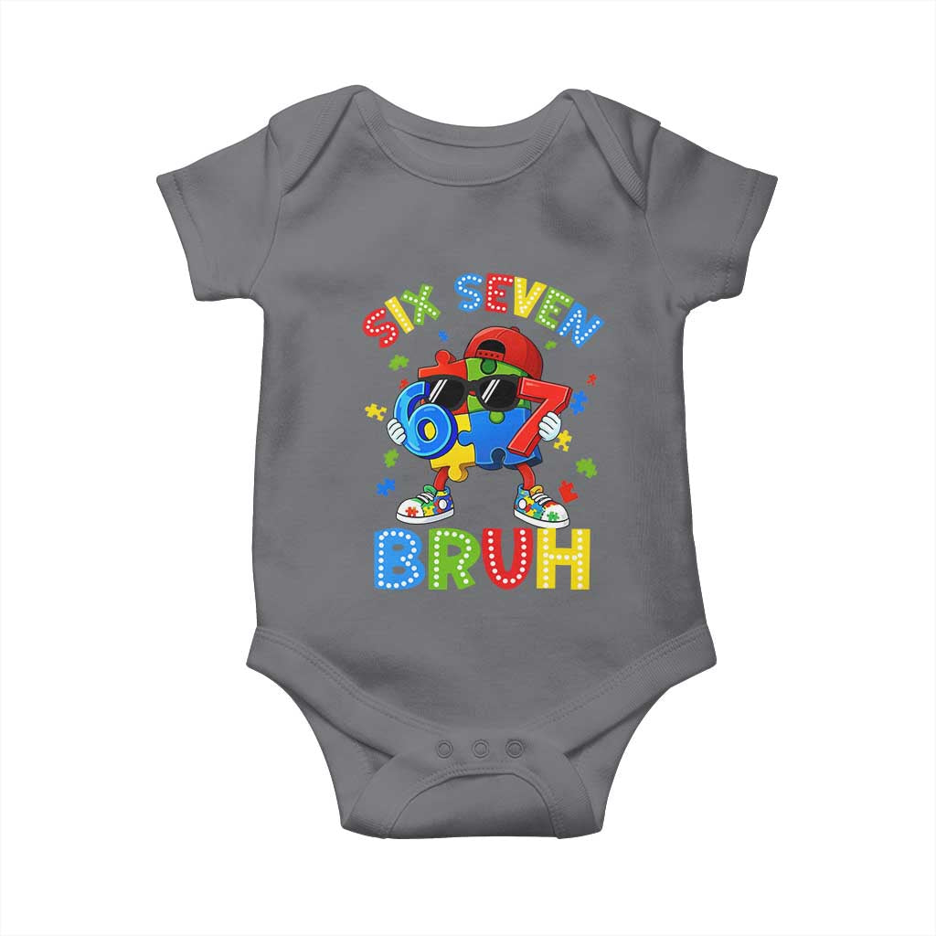 67 Autism Awareness Baby Onesie Funny Six Seven Bruh Autistic Puzzle Kids Boys
